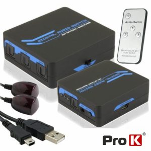 Distribuidor Comutador Toslink 3 Entradas 1 Saída PROK - (PK-TOSLINK3E1SIR-C)