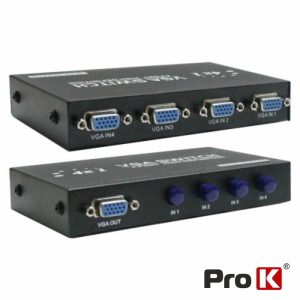 Distribuidor Comutador VGA 4 Entradas 1 Saída PROK - (PK-VGA4E1S-C)