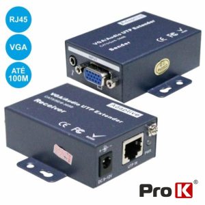 Receptor E Transmissor VGA Via RJ45 CAT5 100m PROK - (PK-VGARJ45EXT01)