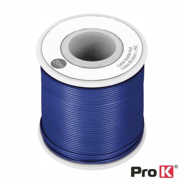 Cabo Multifilar Azul 0.8mm Rolo 20m PROK - (PKCM0.8/20BL)