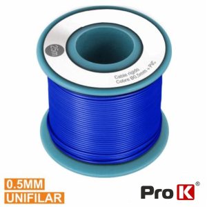 Cabo Unifilar Azul 0.5mm Rolo 25m PROK - (PKCU0.5/25BL)