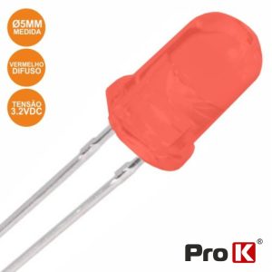 LED 5mm Alto Brilho Vermelho Difuso PROK - (PKLD05R-D)