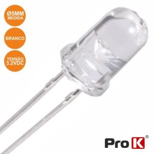 LED 5mm Alto Brilho Branco PROK - (PKLD05W)