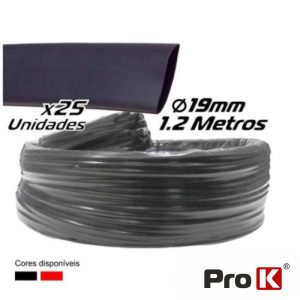 Tubo Manga Termoretráctil 19mm 1.2m 25x Preto PROK - (PKMT190BK/25)