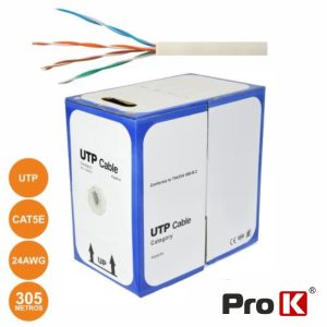 Cabo UTP CAT5E 4xaWg24 Flexivel 305m Cinzento PROK - (PKUTP5E305)