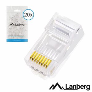 Ficha RJ45 Modular 8p8c CAT6 Passante 20PCS LANBERG - (PLU-6020EZ)