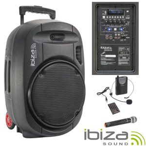 Coluna Amplificada 12" 700W USB/BT/SD/Bat UHF Preta IBIZA - (PORT12UHF-MKII)