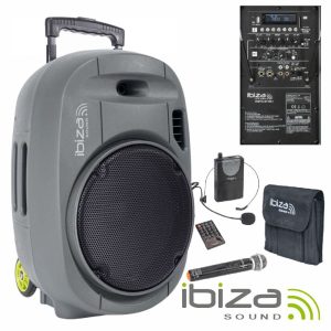 Coluna Amplificada 12" 700W USB/BT/SD/Bat VHF Cinzento IBIZA - (PORT12VHF-GR-MKII)