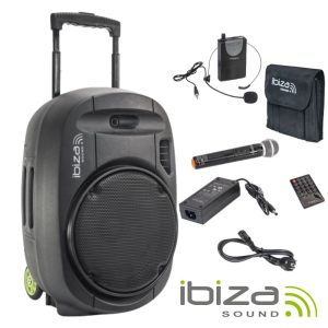 Coluna Amplificada 15" 800W USB/BT/SD/Bat Vhf Preta IBIZA - (PORT15VHF-MKII)