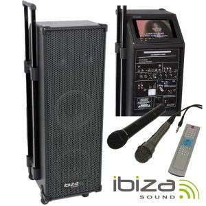 Coluna Amplificada 2x8" 400Wmáx Monitor/Mic/USB/SD IBIZA - (PORT9CD-VHF)