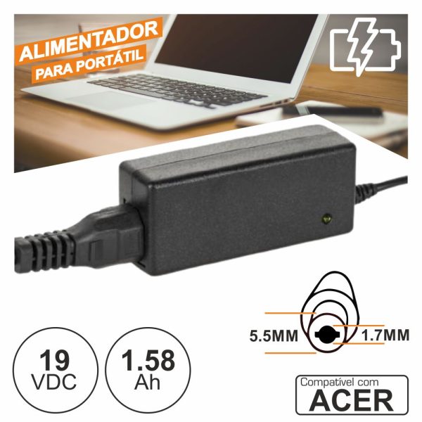 Alimentador P/ Acer 19V 1.58A 30W 5.5x1.7mm - (PSUP-NBT-AC07)