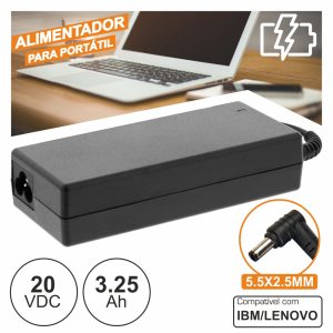 Alimentador P/ Ibm/Lenovo 20v 3.25a 65W 5.5x2.5mm - (PSUP-NBT-LE03)