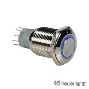 Interruptor Redondo De Metal Spdt 1na 1nc Anel Azul - (R1600B)