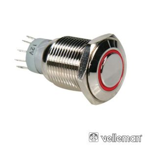 Interruptor Redondo De Metal Spdt 1no 1nc Anel Vermelho - (R1610R)