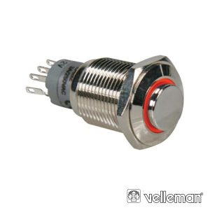 Interruptor Redondo Alto De Metal Spdt 1na 1nc Anel Vermelho - (R1710R)