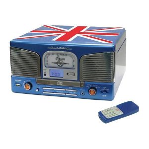 Gira-Discos 33/45/78RPM Vintage CD/FM/USB/Micro SD Azul UK - (RETRO03N-UK)