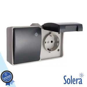 Tomada Elétrica Superfície 1x Schuko C/ Comutador VDE SOLERA - (SLR-3363)