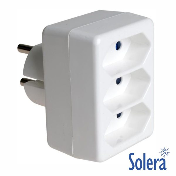 Ficha Elétrica Adaptadora 3x Schuko SOLERA - (SLR-5113)