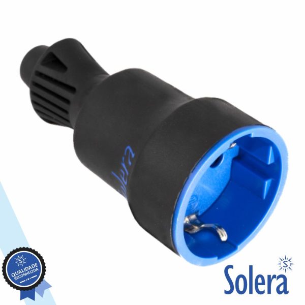 Ficha Schuko Fêmea 16A/250V Preto SOLERA - (SLR-707CK)