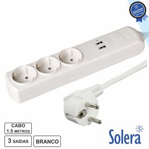 Extensão Elétrica 3x Schuko 2x USB-A 1.5m SOLERA - (SLR-8013USB)