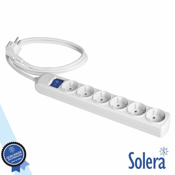 Tomada Elétrica C/ 6 Saídas Interruptor 3M Branco SOLERA - (SLR-8036IL)