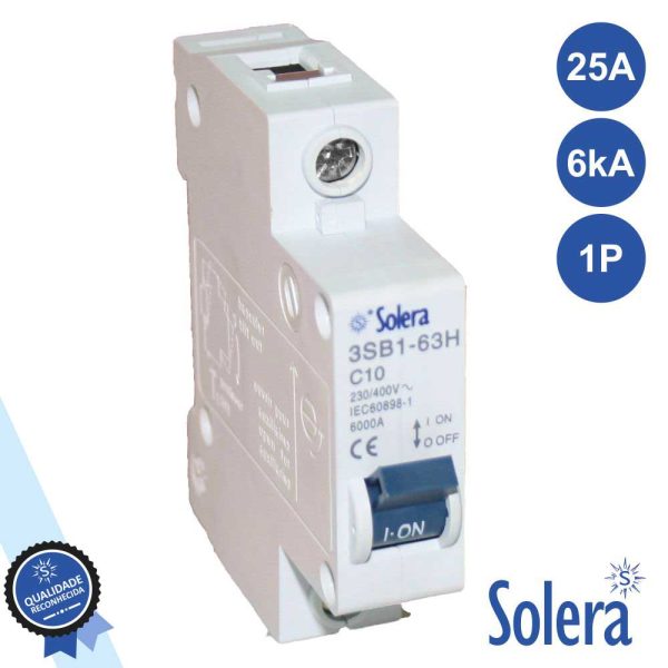 Disjuntor 1p 25a 6ka 240/415v SOLERA - (SLR-CBM125)