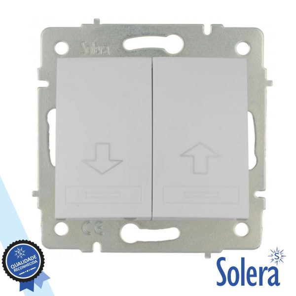 Pulsador Persiana Parede Duplo 10A 250V Sem Moldura SOLERA - (SLR-ERP20QC)