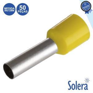 Terminal Ponteira Isolado Ø6x12mm 50x Amarelo SOLERA - (SLR-TE-6012AM/50)