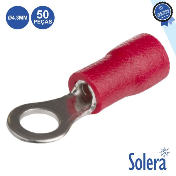 Terminal Redondo Isolado 5.3mm 50x Vermelho SOLERA - (SLR-TR15-1R/50)