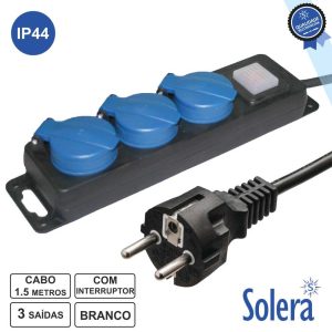 Extensão Elétrica 3x Schuko C/ Interruptor 1.5m SOLERA - (SLR-V1049)