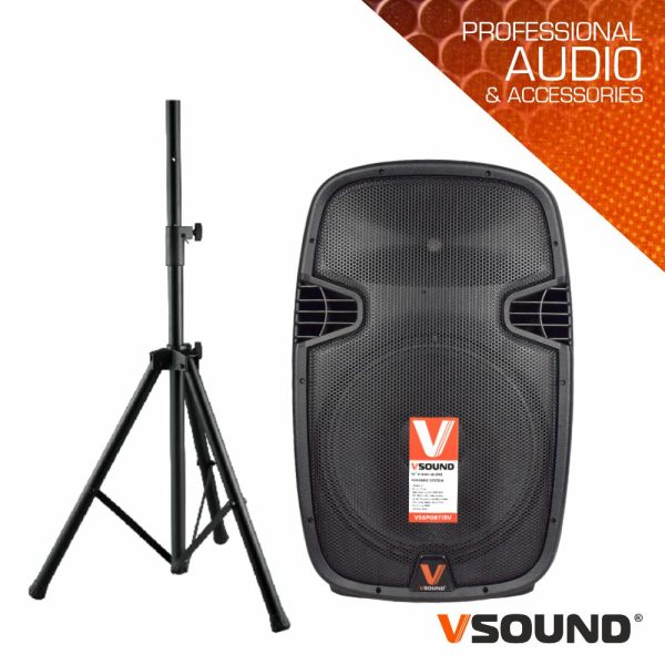 Coluna Amplificada 15" 700W UHF C/ Suporte VSOUND - (SOUND-SET-13)