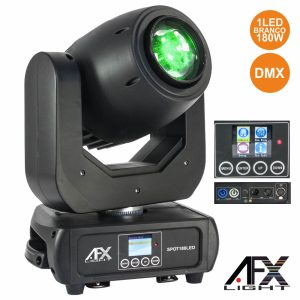 Moving Head Spot 1 LED 180W Branco 3 Rodas Gobo DMX AFXLIGHT - (SPOT180LED)