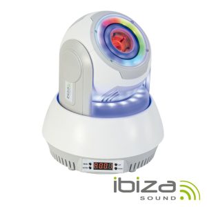 Moving Head 30W 7 Gobos / 3 Anéis LED RGB DMX Mic IBIZA - (STAR-SPOT-WH)