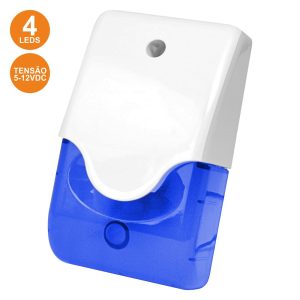 Sirene E Estroboscópio Azul Em Caixa C/ 4 LEDS 5-12V - (SV7016BL)