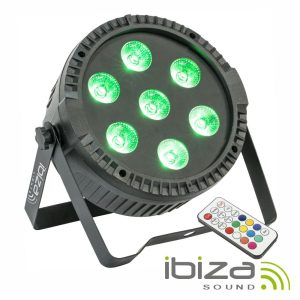 Projetor Par C/ 7 LEDS 6W RGBW DMX IBIZA - (THINPAR7X6-RGBW)