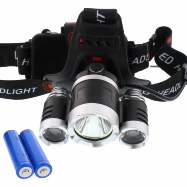 Lanterna De Cabeça T6 + R5 3 LEDS 350lm - (TORCH-TREK)