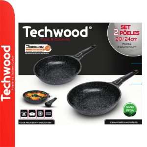 Conjunto 2 Frigideiras Antiaderentes Ø20/Ø24cm TECHWOOD - (TP4-PO204)