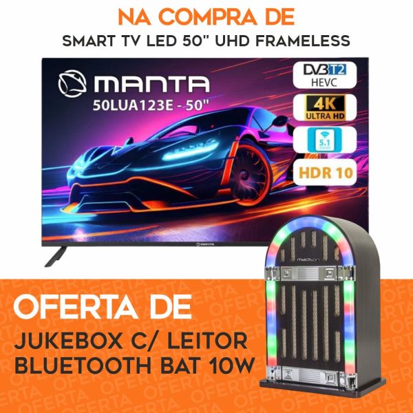 Smart TV LED FullHD 50" C/ OFERTA Jukebox 10W Bluetooth - (TV50+JUKEBOX)