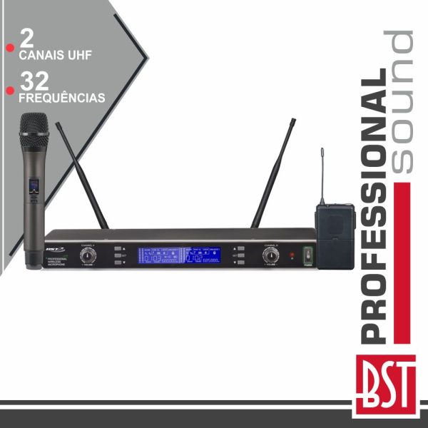 Central Microfone S/ Fios 2 Canais Uhf 32 Freq Cee BST - (UDR300)