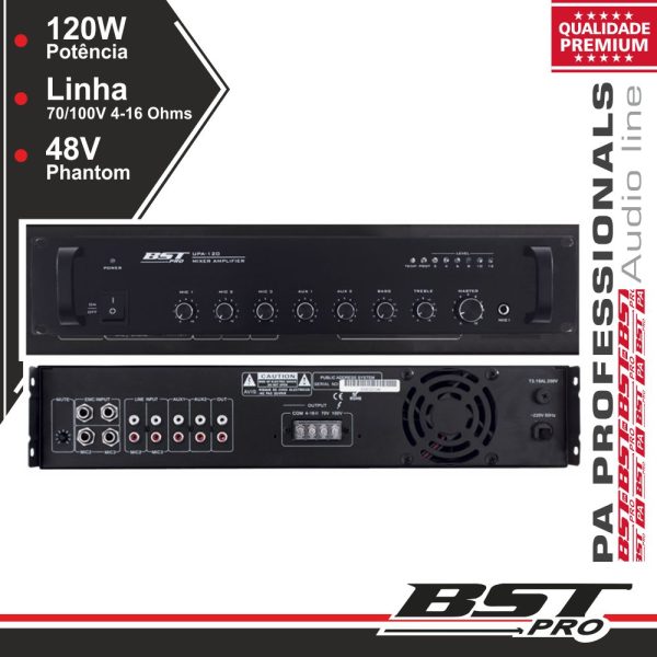 Amplificador Pa Phantom 120W 10 Entradas BSTPRO - (UPA120)