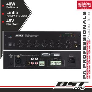 Amplificador Pa Phantom 40W 4 Entradas BSTPRO - (UPA40)