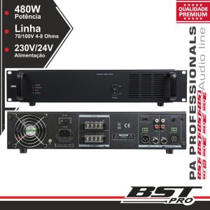 Amplificador 19" 2u 1 Canal Pa 100v 230/24V 480W BSTPRO - (UPP1480)