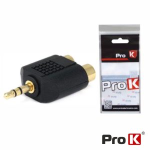 Ficha Adaptadora Jack 3.5mm Macho St / 2 RCA Fêmea PROK - (VFJACKRCA01)