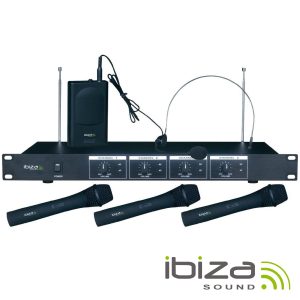 Central Microfone S/ Fios 4 Canais VHF 201.1/207.5MHz IBIZA - (VHF4)