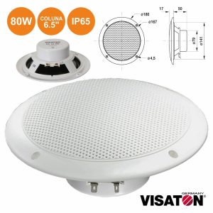 Coluna De Tecto 4 Ohm 6.5" 80W IP65 Branca Visaton - (VS-FR16WP/4)