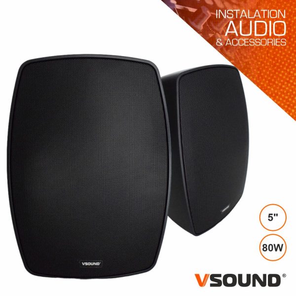 Conjunto 2 Colunas Passivas 5" 80W 100V IPX5 VSOUND - (VSOP5BK)