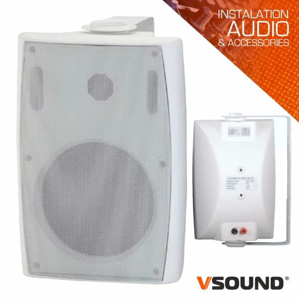 Conjunto 2 Colunas 2 Vias 8 Ohm 100v 40W 4" Brancas VSOUND - (VSPS4W)