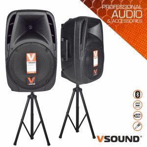 COLUNAS ATIVA+PASSIVA 15" 2x500W USB/BT/SD MICRO VSOUND - (VSSG15A)