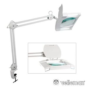 Candeeiro C/ Lupa Bancada 3 Dioptrias 2x9W VELLEMAN - (VTLAMP3WN)