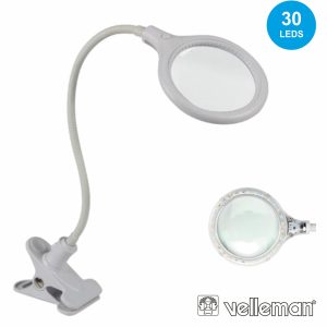 Candeeiro C/ Lupa Bancada 5 Dioptrias 30 LEDS 6W VELLEMAN - (VTLLAMP10N)